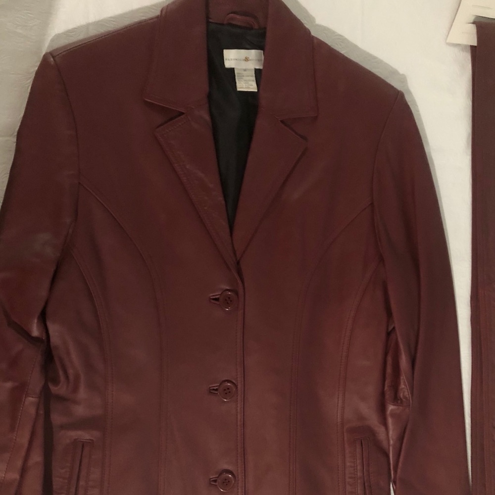 NWOT. Preswick & Moore Burgundy Leather Jacket